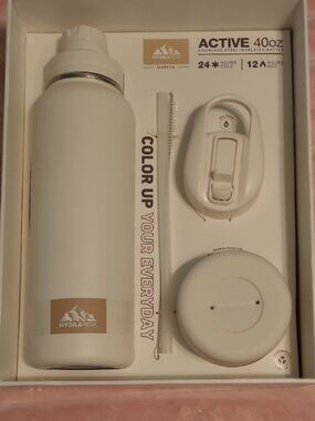 HydraPeak Active 40oz Stainless Steel Insulated Water Bottle Set [White]